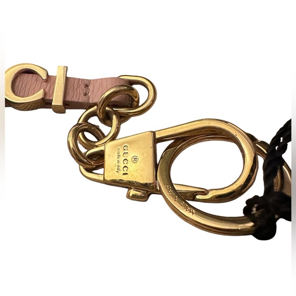Gucci Pink and Gold Leather Logo Keyring Keychain Bag Charm - Picture 5 of 5